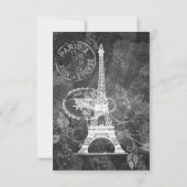 Elegant Wedding RSVP Romantic Paris Black Kaartje (Achterkant)
