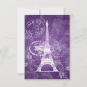 Elegant Wedding RSVP Romantic Paris Paars (Achterkant)