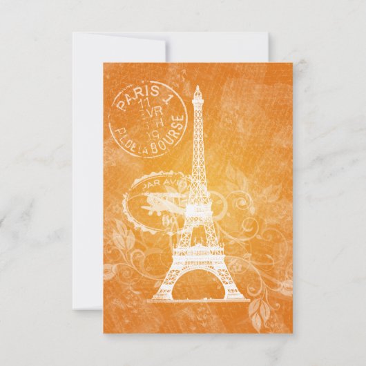 Elegant Wedding RSVP Romantic Paris Sinaasappel Kaartje (Achterkant)