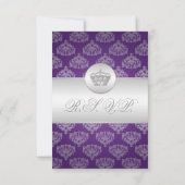 Elegant Wedding RSVP Royal Crown Paars (Achterkant)