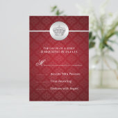 Elegant Wedding RSVP Royal Crown Red Kaartje (Staand voorkant)