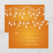 Elegant Wedding RSVP Shimmering Stars Sinaasappel Kaartje (Voorkant / Achterkant)