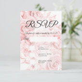Elegant Wedding RSVP Simple Floral Black Roos Gold (Staand voorkant)
