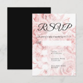 Elegant Wedding RSVP Simple Floral Black Roos Gold (Voorkant / Achterkant)