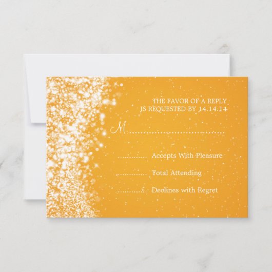 Elegant Wedding RSVP Sinaasappel mousserende golf (Voorkant)