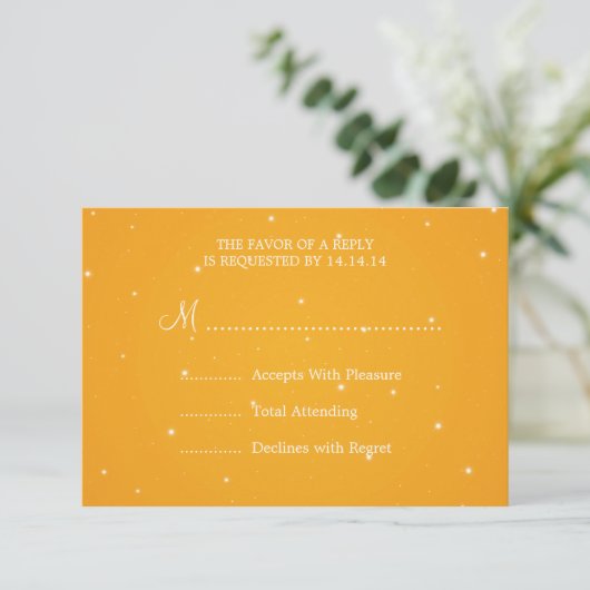 Elegant Wedding RSVP Sinaasappel mousserende keten (Staand voorkant)