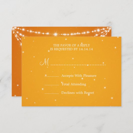 Elegant Wedding RSVP Sinaasappel mousserende keten (Voorkant / Achterkant)