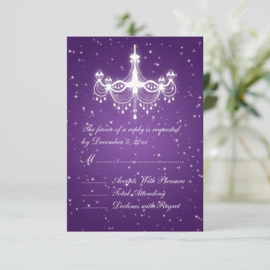 Elegant Wedding RSVP Spaarluchters Paars (Staand voorkant)