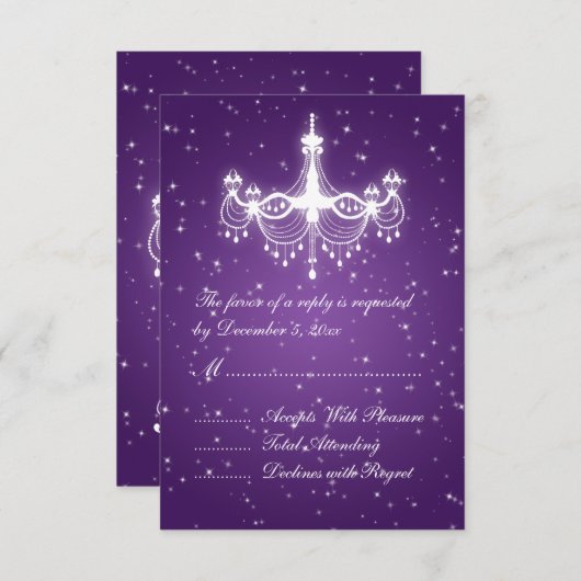 Elegant Wedding RSVP Spaarluchters Paars (Voorkant / Achterkant)
