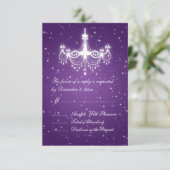 Elegant Wedding RSVP Spaarluchters Paars Kaartje (Staand voorkant)