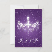 Elegant Wedding RSVP Spaarluchters Paars Kaartje (Achterkant)