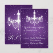 Elegant Wedding RSVP Spaarluchters Paars Kaartje (Voorkant / Achterkant)