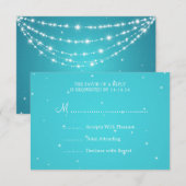 Elegant Wedding RSVP Sparging Chain Blue Kaartje (Voorkant / Achterkant)