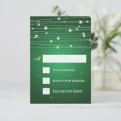 Elegant Wedding RSVP Sparging Lines Emerald Green (Staand voorkant)