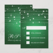 Elegant Wedding RSVP Sparging Lines Emerald Green (Voorkant / Achterkant)