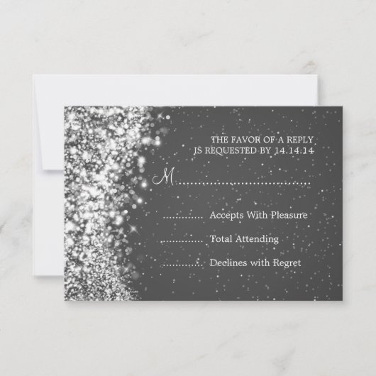 Elegant Wedding RSVP Sparging Wave Black (Voorkant)