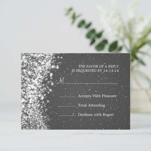 Elegant Wedding RSVP Sparging Wave Black (Staand voorkant)
