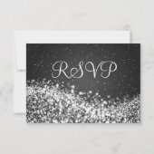 Elegant Wedding RSVP Sparging Wave Black (Achterkant)