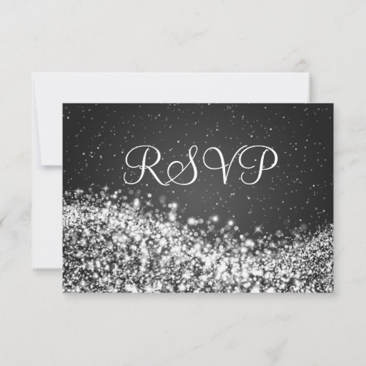 Elegant Wedding RSVP Sparging Wave Black (Achterkant)