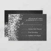 Elegant Wedding RSVP Sparging Wave Black (Voorkant / Achterkant)