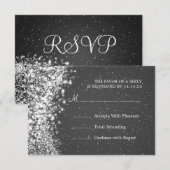Elegant Wedding RSVP Sparging Wave Black Kaartje (Voorkant / Achterkant)