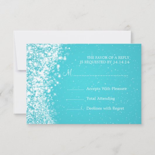 Elegant Wedding RSVP Sparging Wave Blue (Voorkant)