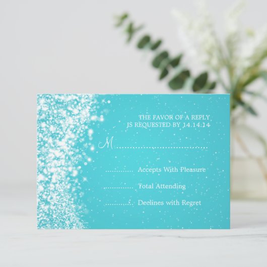 Elegant Wedding RSVP Sparging Wave Blue (Staand voorkant)