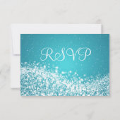 Elegant Wedding RSVP Sparging Wave Blue (Achterkant)