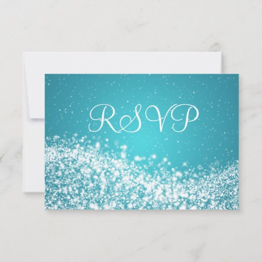 Elegant Wedding RSVP Sparging Wave Blue (Achterkant)