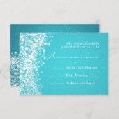 Elegant Wedding RSVP Sparging Wave Blue (Voorkant / Achterkant)