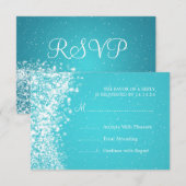 Elegant Wedding RSVP Sparging Wave Blue Kaartje (Voorkant / Achterkant)