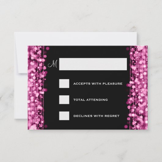 Elegant Wedding RSVP Sparkles Pink Kaartje (Voorkant)