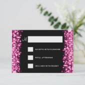 Elegant Wedding RSVP Sparkles Pink Kaartje (Staand voorkant)