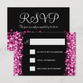 Elegant Wedding RSVP Sparkles Pink Kaartje (Voorkant / Achterkant)