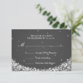 Elegant Wedding RSVP Star Sparkle Black (Staand voorkant)