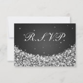 Elegant Wedding RSVP Star Sparkle Black (Achterkant)