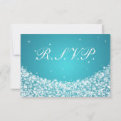 Elegant Wedding RSVP Star Sparkle Blue (Achterkant)