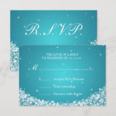 Elegant Wedding RSVP Star Sparkle Blue Kaartje (Voorkant / Achterkant)