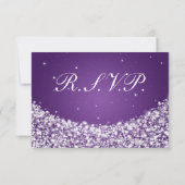 Elegant Wedding RSVP Star Sparkle Paars (Achterkant)