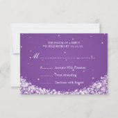 Elegant Wedding RSVP Star Sparkle Paars Kaartje (Voorkant)