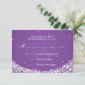 Elegant Wedding RSVP Star Sparkle Paars Kaartje (Staand voorkant)