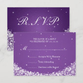 Elegant Wedding RSVP Star Sparkle Paars Kaartje (Voorkant / Achterkant)
