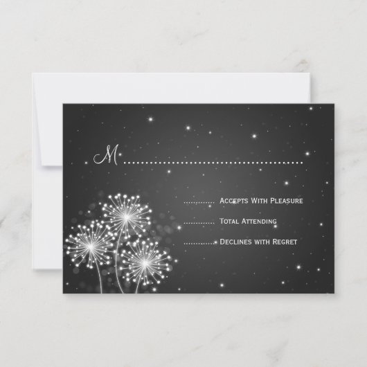 Elegant Wedding RSVP Summer Sparkle Black (Voorkant)