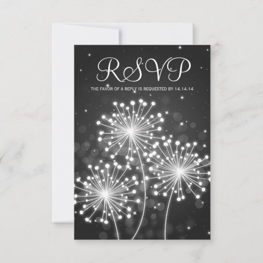 Elegant Wedding RSVP Summer Sparkle Black (Achterkant)