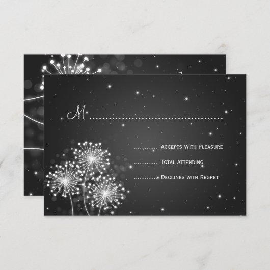 Elegant Wedding RSVP Summer Sparkle Black (Voorkant / Achterkant)