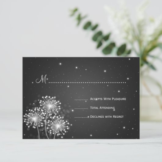 Elegant Wedding RSVP Summer Sparkle Black Kaartje (Staand voorkant)