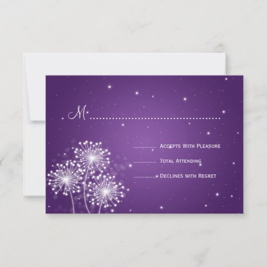 Elegant Wedding RSVP Summer Sparkle Paars Kaartje (Voorkant)