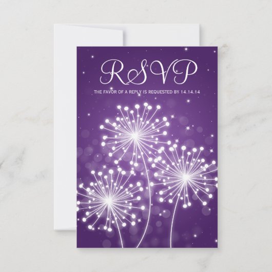 Elegant Wedding RSVP Summer Sparkle Paars Kaartje (Achterkant)
