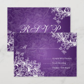 Elegant Wedding RSVP Swirls Paars (Voorkant / Achterkant)