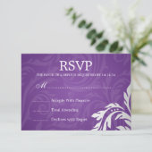 Elegant Wedding RSVP Swirly Flourish Paars Kaartje (Staand voorkant)